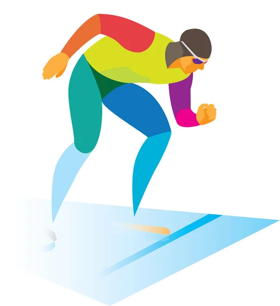 Eisschnellläuferin läuft auf Distanz — Stockvektor