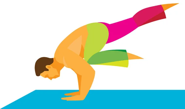 Genç güçlü bir yoga eğitmeni atletidir — Stok Vektör