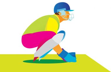 Kriket topa vuran oyuncu topu yakalar