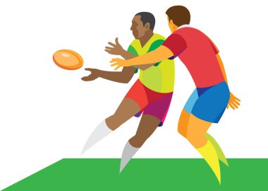 Rugby oyuncusu saldıran Defender durur