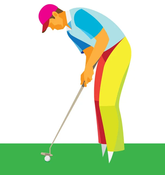 Golfspelare slå bollen med pinne golf — Stock vektor