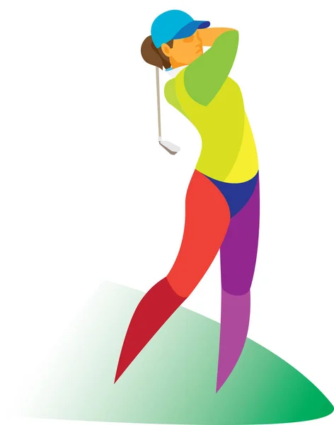 Young woman golfer strikes — Stock Vector