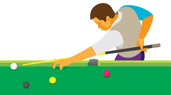 Joueur de billard professionnel. Le coup par derrière — Image vectorielle