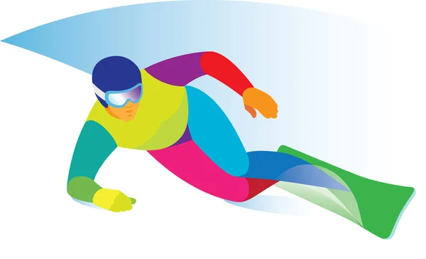 Snowboarder faire tour tour tour sur une piste de ski — Image vectorielle