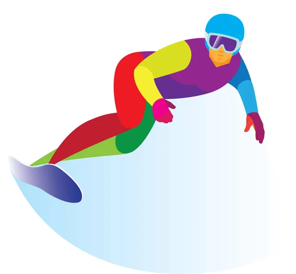 Snowboarder profesional realiza en competiciones — Vector de stock