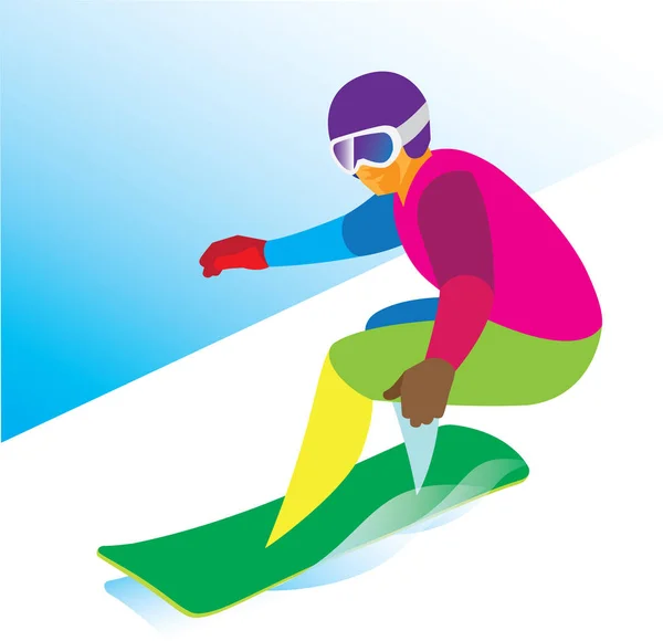 Un jeune homme snowboard — Image vectorielle