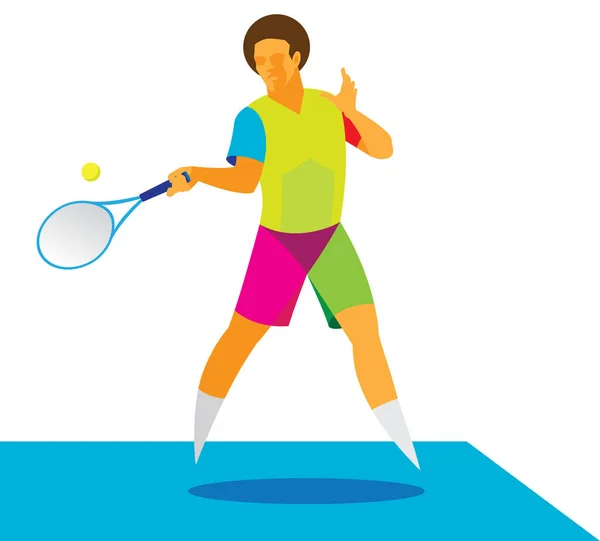 Tennis player takes a hard ball — Stock Vector