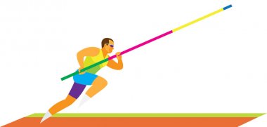 Genç atlet sırıkla yüksek bir çalışma yapıyor