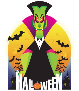 Tatil Cadılar Bayramı. Vampir arka plan üzerinde duruyor 