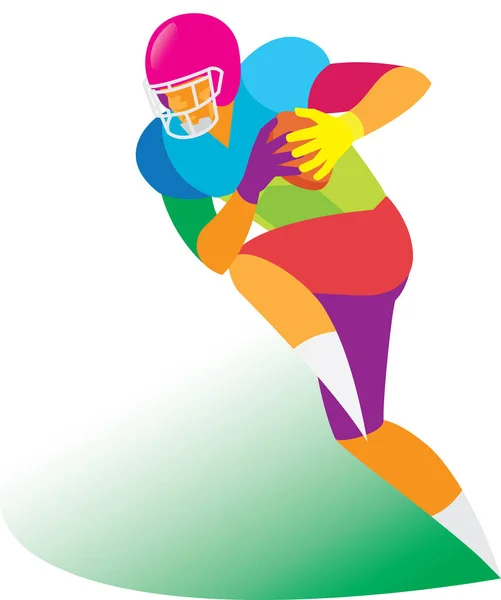 Joven jugador de fútbol americano quarterback en el ataque — Vector de stock