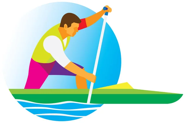 Canoe rower participates in the competition — Stock Vector