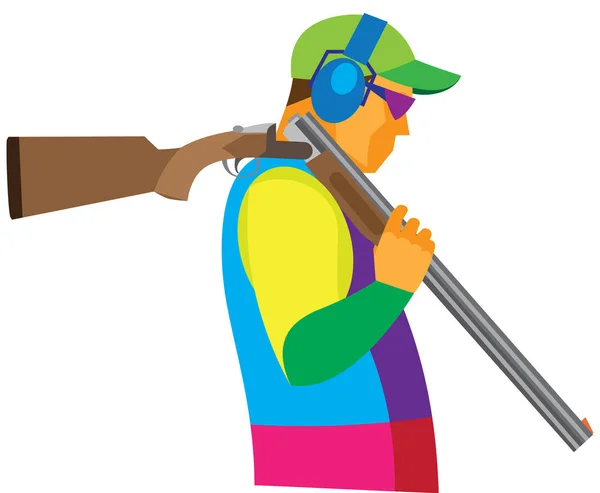 The shooter has finished shooting competitions — Stock Vector