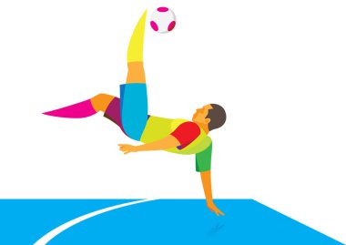 Genç futbolcu topu tekmeleme düşüyor