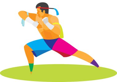 Taylandlı boksör ringde mücadele öncesi ayakta