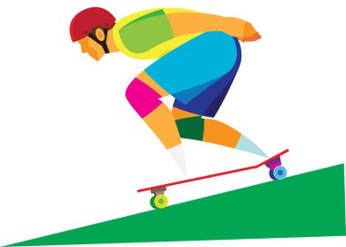 yolda bir kaykay sürme genç adam