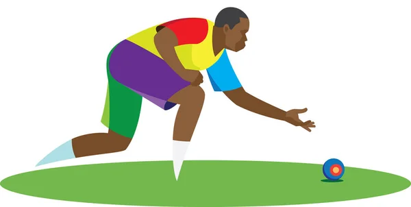 Atleta afro-americano che gioca a bocce — Vettoriale Stock