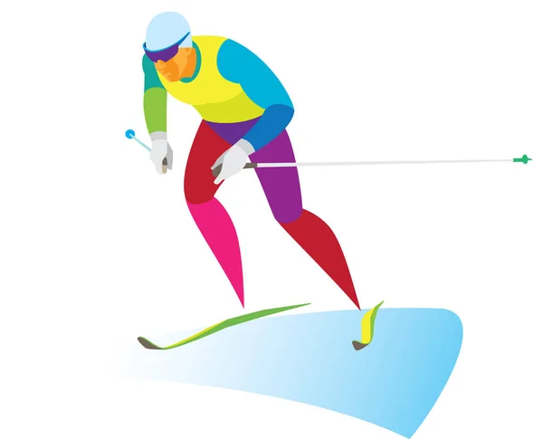 Jeune skieur coureur sur skiathlon — Image vectorielle