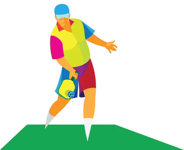 yaşlı bir adam bir raket ve top ile spor co oynamak