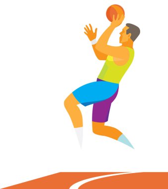 Genç adam basketbol oyuncu atlama saldırı halkasıdır