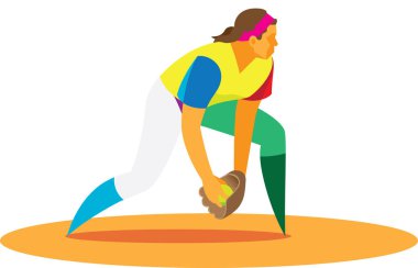 genç kız softball sürahi topu atmak hazırlar