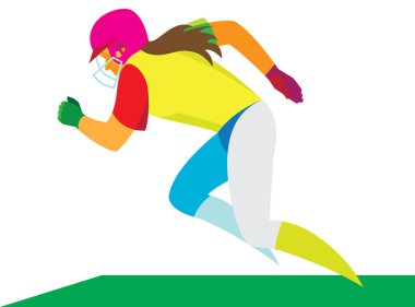 Beyzbol oyuncusu oyun alanındaki hızlı çalışan bir kızdır