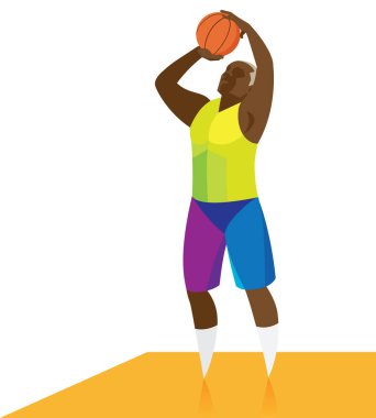 Afro-Amerikan basketbol oyuncusu serbest atış po ile yürütür