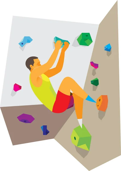 Junge Sportlerin beim Bouldern an der Wand — Stockvektor