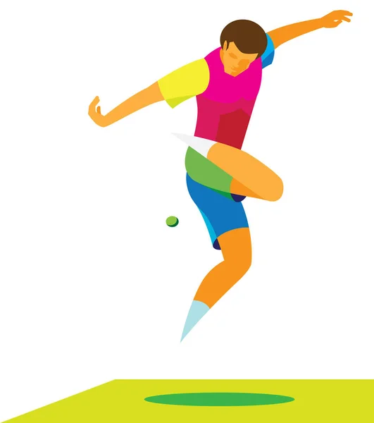 Young man showing his skills in the discipline of freestyle foot — Stock Vector