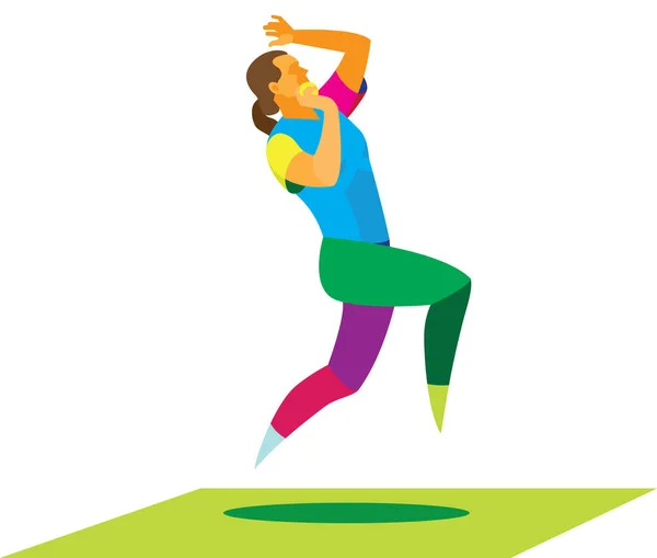 Femme bowler livre une balle pour match de cricket — Image vectorielle