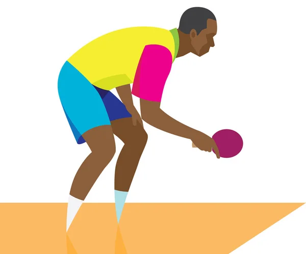 Афро-американский игрок в настольный теннис берет мяч — стоковый вектор