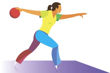 Bovling ve bir successf yapmak hazırlanıyor oynayan genç kadın