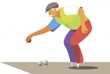 yaşlı adam bir topu bir eski Fransız oyun Petank atar.