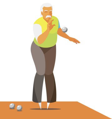 eski bir Fransız oyun Petank oynayan yaşlı bir adam