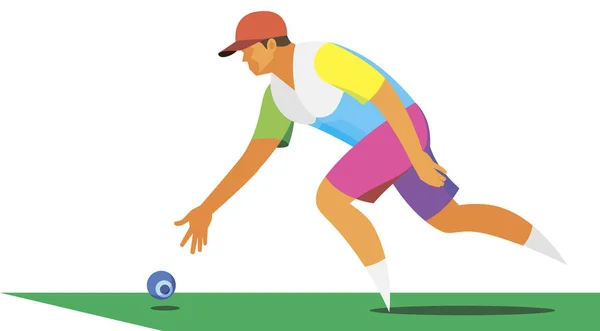 yaşlı adam topu geleneksel İngiliz oyun çim yay atar.