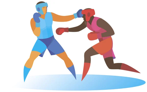 Deux boxeurs forts impliqués dans un combat dans le ring — Image vectorielle