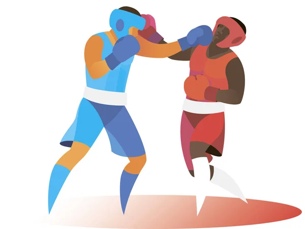 Jeune boxeur infliger un coup sévère à son adversaire — Image vectorielle