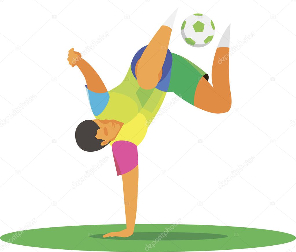 soccer freestyle juggling ball standing on one hand
