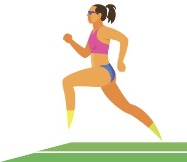 Genç ince kadın sprinter hızla parça çalışır