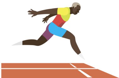 Afro-Amerikan sprinter hızlı bitiş çizgisine çalışır