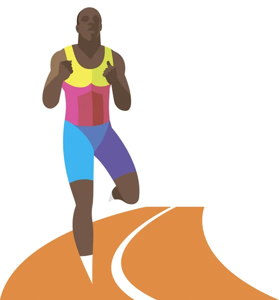 Mladý africký americký sprinter vyhraje jeho závod — Stockový vektor