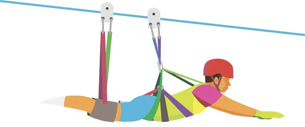 cesur genç adam cazibe ziplining ip aşağı