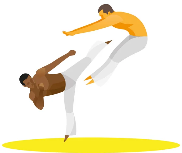 Combattant afro-américain Capoeira Arts martiaux brésiliens à stri — Image vectorielle