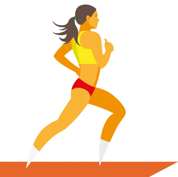 Junge Frau ist Läuferin läuft die Distanz schnell — Stockvektor