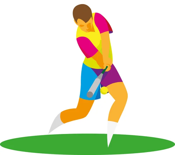 L'adolescent est un joueur arrondisseurs frapper la balle — Image vectorielle
