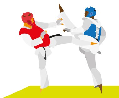 Taekwondo avcı onun rakibi counterattacks