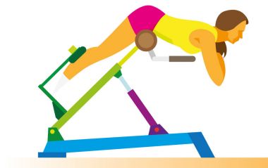 Genç kadın olun hiper uzantısı egzersiz makinesi