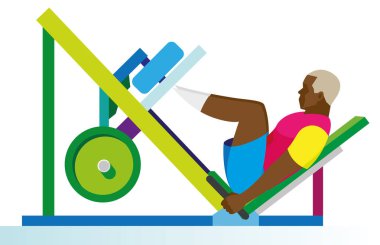 Afro-Amerikan atlet simülatörü için egzersizler gerçekleştirir