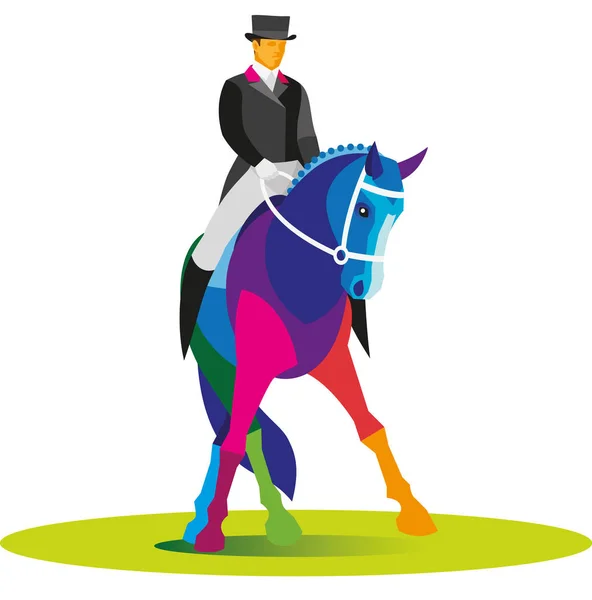 Horserider üniformalı erkek terbiye içinde rekabet — Stok Vektör