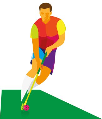 bir Hokey sopası ile saldırı üzerinde çalışan genç atlet