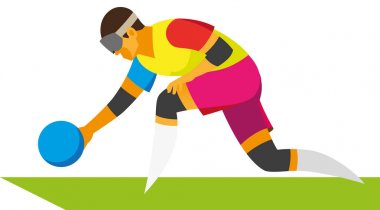 bir oyun Goalball oynarken Engelli bir atlet